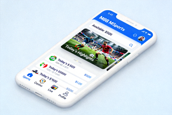 Tampilan M88 MSports versi mobile dengan menu navigasi yang sederhana